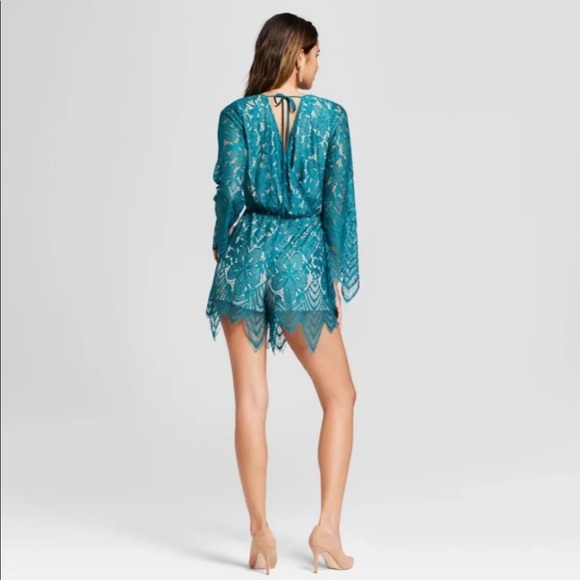 Teal Lace Romper - Picture 2 of 5